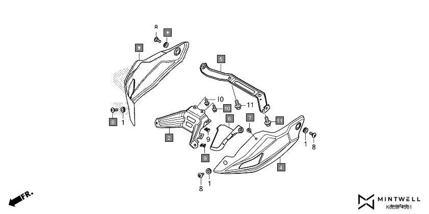 F-45-1 UNDER COWL(2) diagram showing 18345-MBT-610