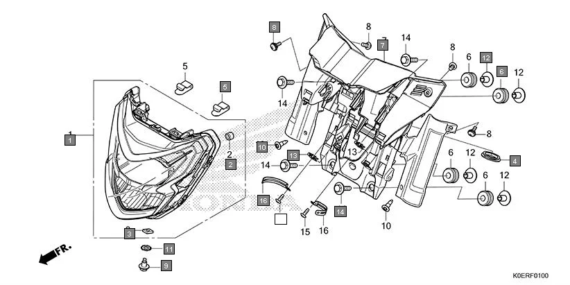 F-1 HEADLIGHT assembly diagram for HONDA SP160 CBF160FSR