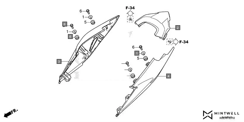 F-23-10 REAR COWL assembly diagram for HONDA SP160 CBF160FSR