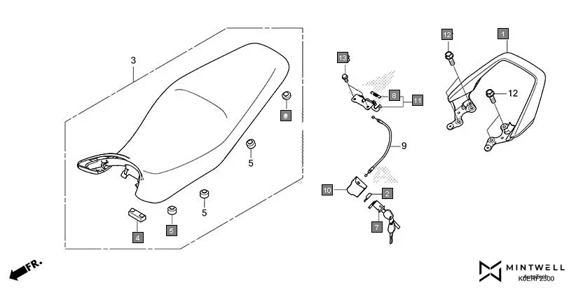 F-23 SEAT/REAR GRIP assembly diagram for HONDA SP160 CBF160FSR