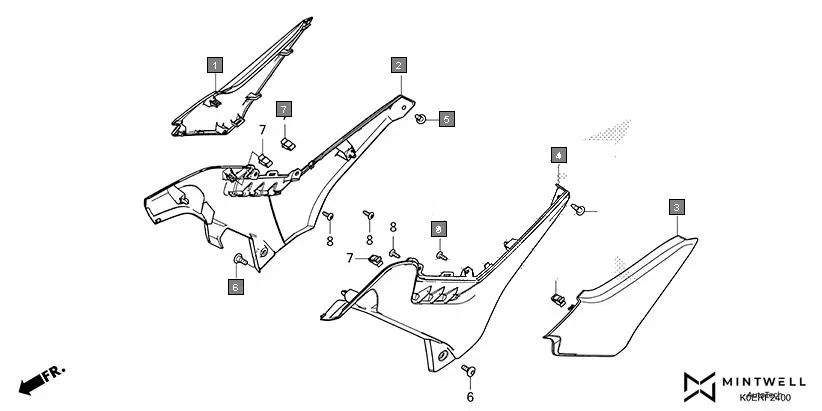 F-24 SIDE COVER assembly diagram for HONDA SP160 CBF160FSR