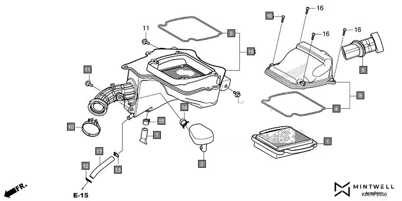 F-25 AIR CLEANER assembly diagram for HONDA SP160 CBF160FSR