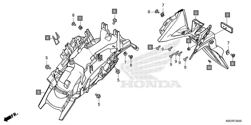 F-34 REAR FENDER assembly diagram for HONDA SP160 CBF160FSR
