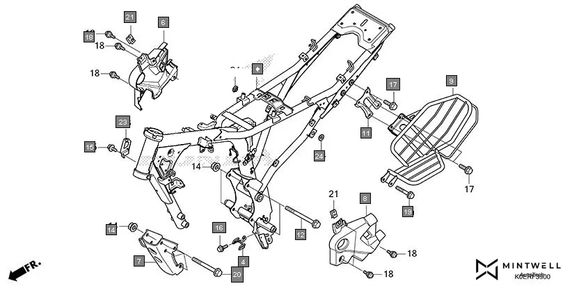 F-39 FRAME BODY assembly diagram for HONDA SP160 CBF160FSR
