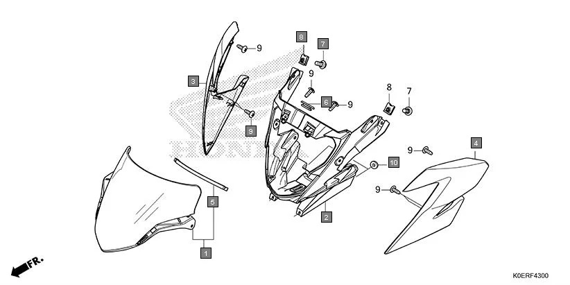 F-43 FRONT COWL assembly diagram for HONDA SP160 CBF160FSR