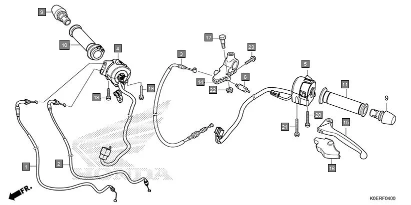 F-4 HANDLE LEVER/SWITCH/CABLE assembly diagram for HONDA SP160 CBF160FSR