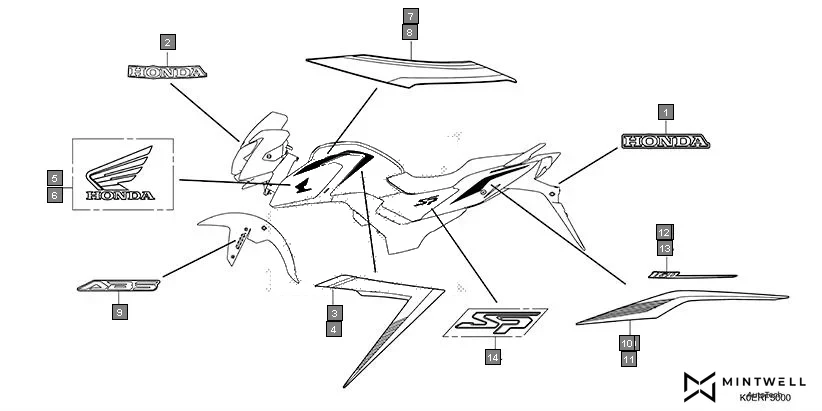 F-50 MARK/STRIPE assembly diagram for HONDA SP160 CBF160FSR