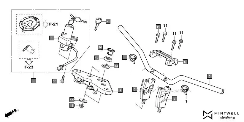 F-7 HANDLE PIPE/TOP BRIDGE assembly diagram for HONDA SP160 CBF160FSR