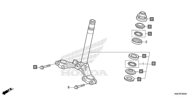 F-9 STEERING STEM assembly diagram for HONDA SP160 CBF160FSR