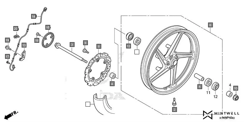 F-14-40 FRONT WHEEL diagram showing 44711-KSP-B02