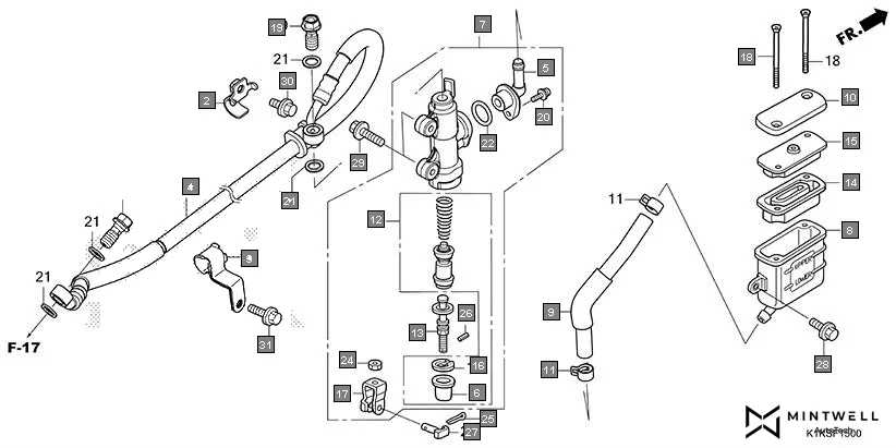 F-15 REAR BRAKE MASTER CYLINDER diagram showing 43504-MB2-006
