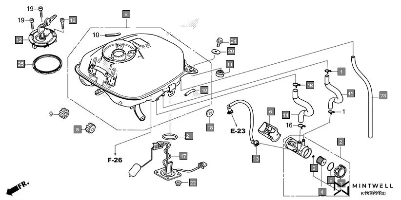 F-21 FUEL TANK diagram showing 16706-KVB-S51