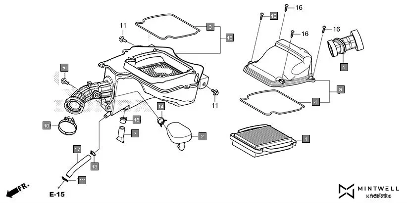 F-25 AIR CLEANER assembly diagram for HONDA SP160 CBF160FSS