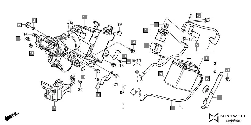F-37 BATTERY diagram showing 95701-06016-00