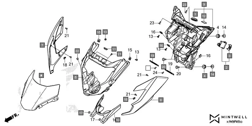 F-43 FRONT COWL diagram showing 61103-357-000