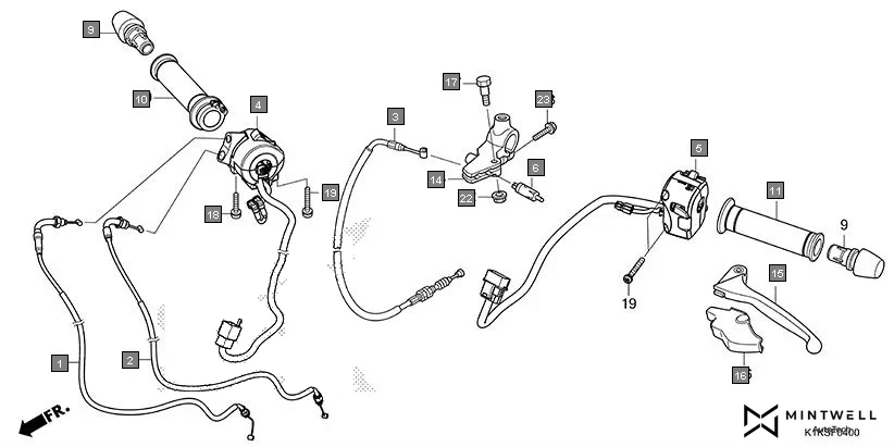F-4 HANDLE LEVER/SWITCH/CABLE diagram showing 53166-KSP-A70
