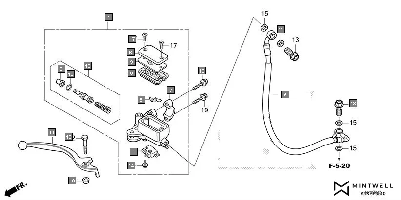 F-5-10 FRONT BRAKE MASTER CYLINDER diagram showing 45513-HA2-006