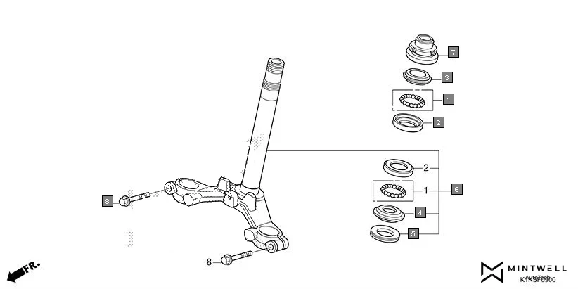 F-9 STEERING STEM diagram showing 95701-08035-07