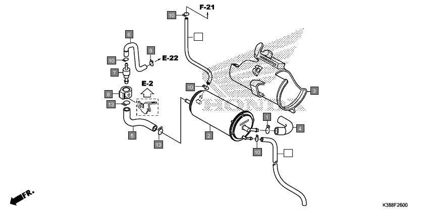 F-26 CANISTER assembly diagram for HONDA CB Unicorn 160 CBF160H