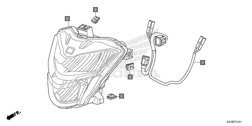F-1-1 HEADLIGHT(LED) assembly diagram for HONDA CB Hornet 160R CBF160MAJ