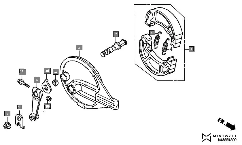 F-18 REAR BRAKE PANEL assembly diagram for HONDA CB Hornet 160R CBF160MAJ
