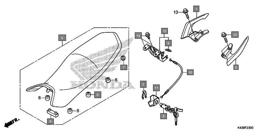 F-23 SEAT/REAR GRIP assembly diagram for HONDA CB Hornet 160R CBF160MAJ