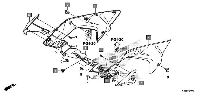 F-24 SIDE COVER assembly diagram for HONDA CB Hornet 160R CBF160MAJ