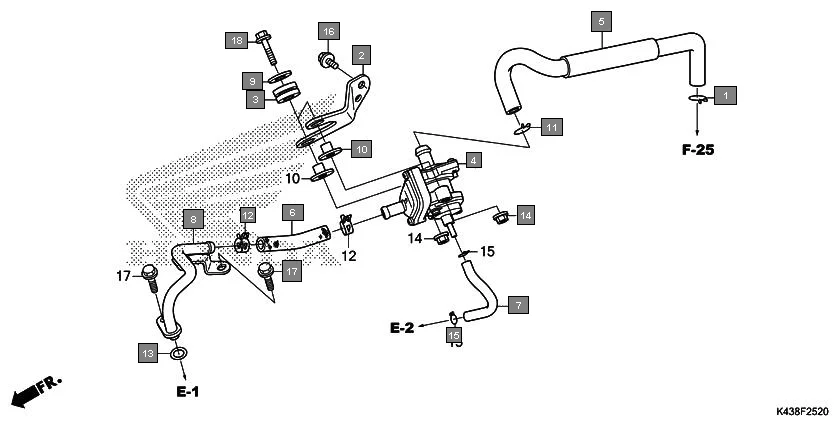 F-25-20 AIR SUCTION VALVE assembly diagram for HONDA CB Hornet 160R CBF160MAJ
