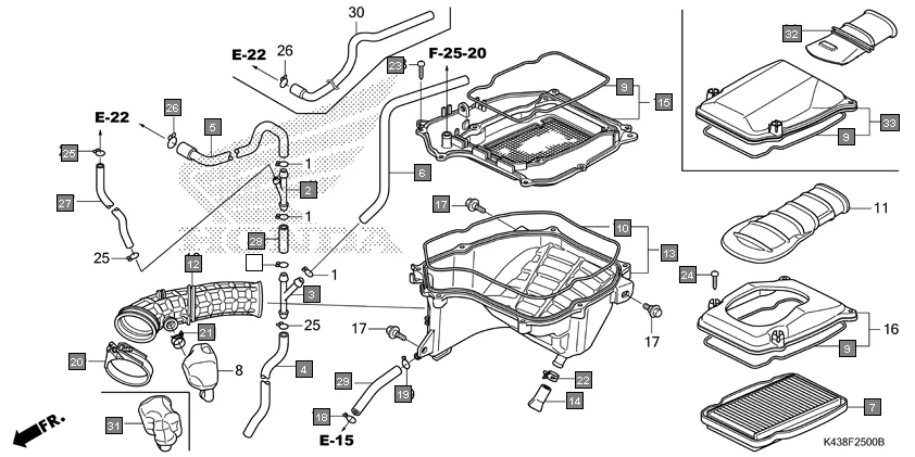 F-25 AIR CLEANER assembly diagram for HONDA CB Hornet 160R CBF160MAJ