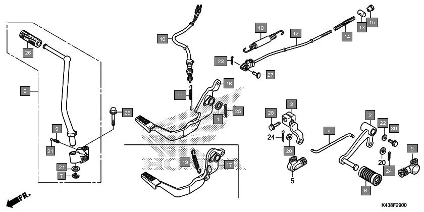 F-29 PEDAL assembly diagram for HONDA CB Hornet 160R CBF160MAJ