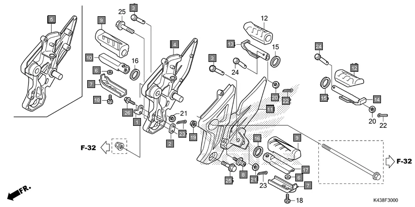 F-30 STEP assembly diagram for HONDA CB Hornet 160R CBF160MAJ