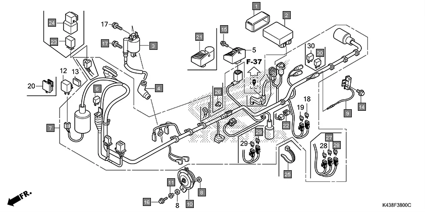 F-38 WIRE HARNESS assembly diagram for HONDA CB Hornet 160R CBF160MAJ