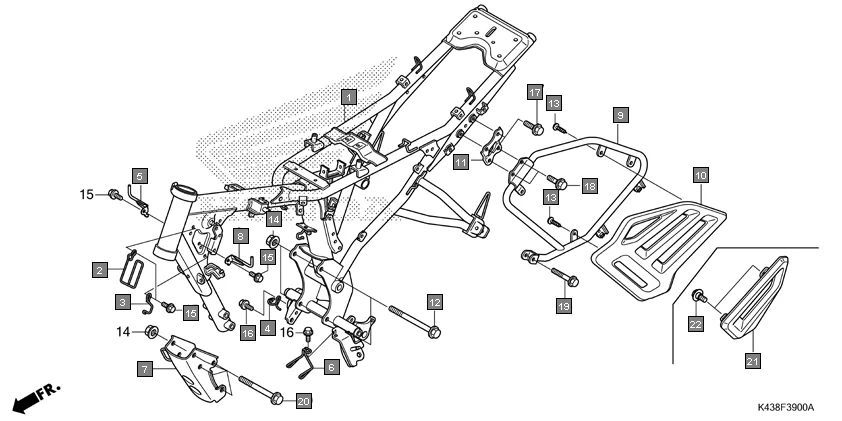 F-39 FRAME BODY assembly diagram for HONDA CB Hornet 160R CBF160MAJ