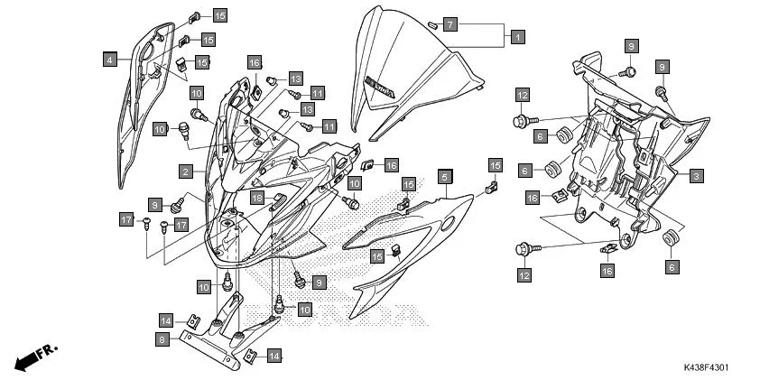 F-43-1 UPPER COWL(2) diagram showing 93903-25220