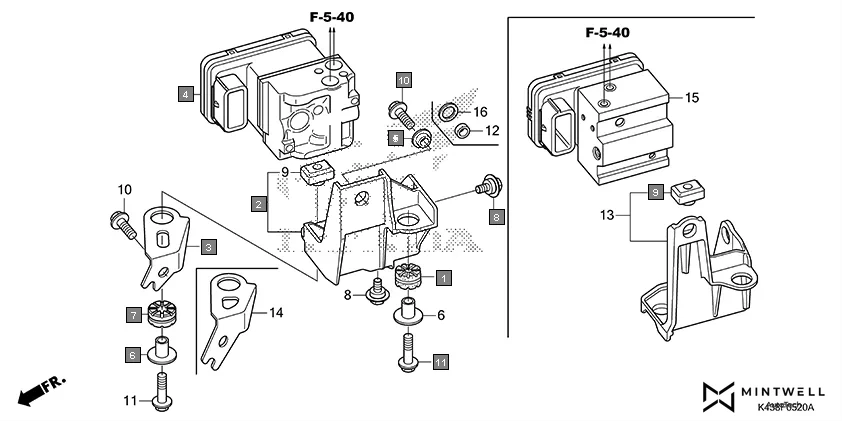 F-5-20 ABS MODULATOR assembly diagram for HONDA CB Hornet 160R CBF160MAJ