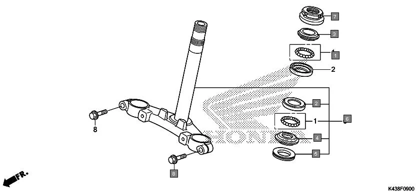F-9 STEERING STEM assembly diagram for HONDA CB Hornet 160R CBF160MAJ