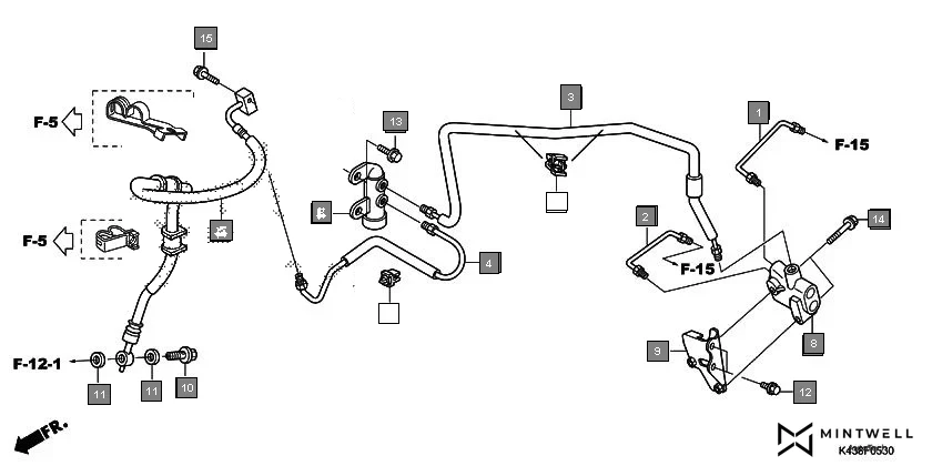 F-5-30 BRAKE PIPE assembly diagram for HONDA CB Hornet 160R CBF160MH
