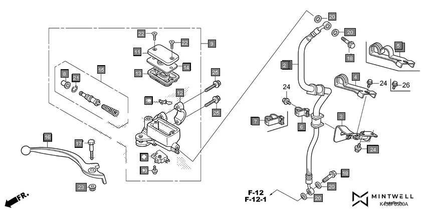 F-5 FRONT BRAKE MASTER CYLINDER assembly diagram for HONDA CB Hornet 160R CBF160MH