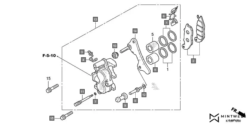 F-12 FRONT BRAKE CALIPER assembly diagram for HONDA Hornet 2.0 CBF190MAN