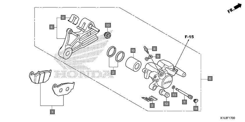 F-17 REAR BRAKE CALIPER assembly diagram for HONDA Hornet 2.0 CBF190MAN