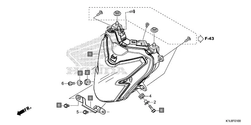 F-1 HEADLIGHT assembly diagram for HONDA Hornet 2.0 CBF190MAM
