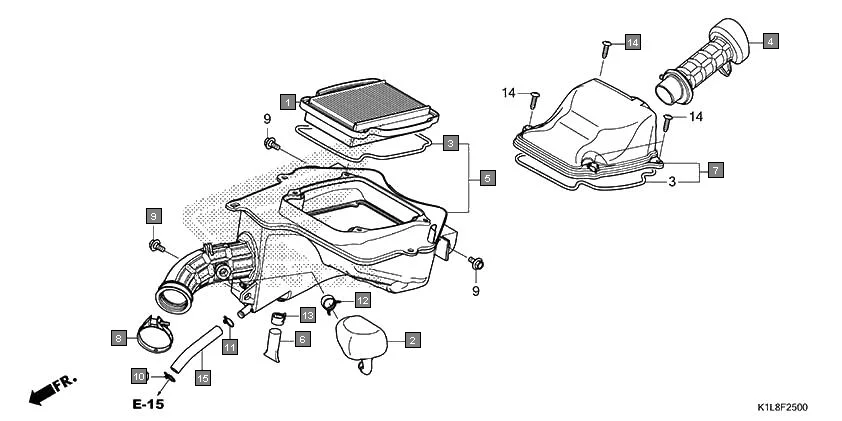 F-25 AIR CLEANER assembly diagram for HONDA Hornet 2.0 CBF190MAN