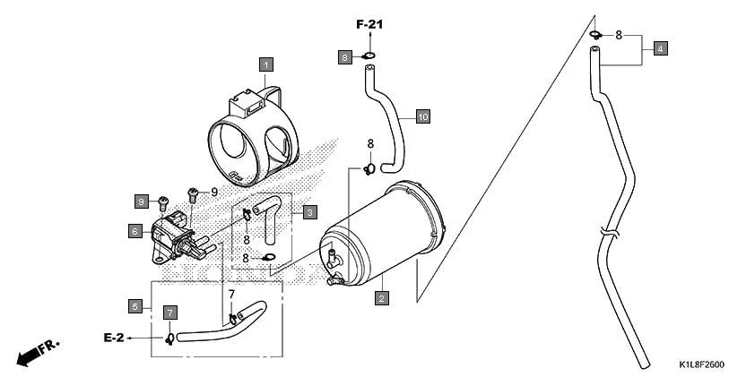 F-26 CANISTER assembly diagram for HONDA Hornet 2.0 CBF190MAN