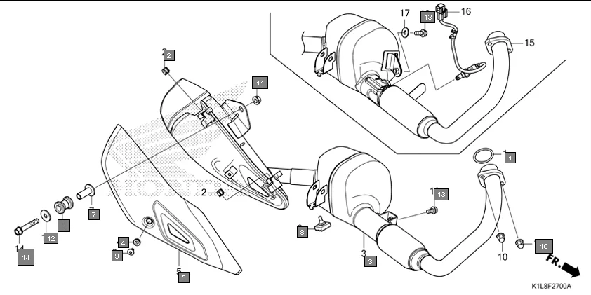 F-27 EXHAUST MUFFLER assembly diagram for HONDA Hornet 2.0 CBF190MAN