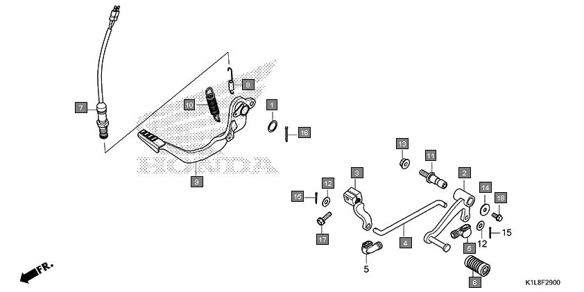F-29 PEDAL assembly diagram for HONDA Hornet 2.0 CBF190MAM