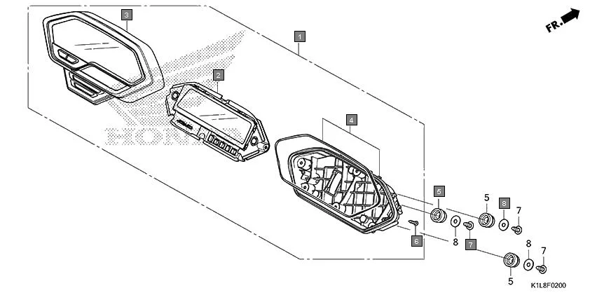 F-2 METER assembly diagram for HONDA Hornet 2.0 CBF190MAS