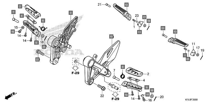 F-30 STEP assembly diagram for HONDA Hornet 2.0 CBF190MAM