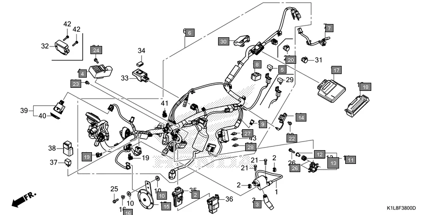 F-38 WIRE HARNESS assembly diagram for HONDA Hornet 2.0 CBF190MAN