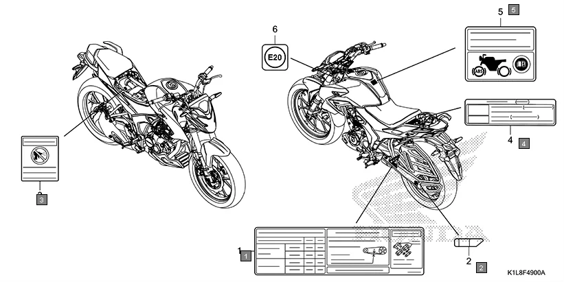 F-49 CAUTION LABEL assembly diagram for HONDA Hornet 2.0 CBF190MAM