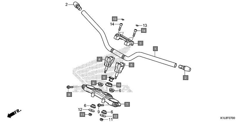 F-7 HANDLE PIPE/TOP BRIDGE assembly diagram for HONDA Hornet 2.0 CBF190MAM